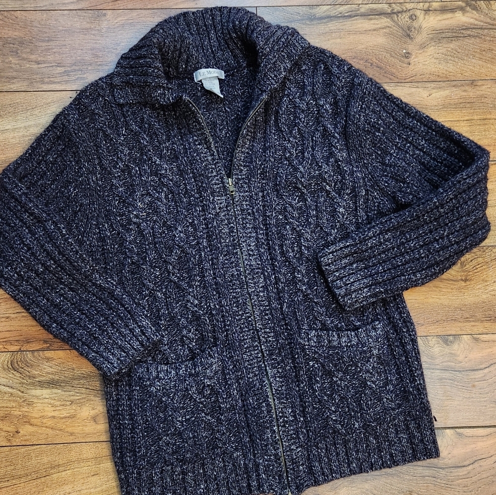 Le Moda Womens Dark Gray Zip-Up Sweater, Size L